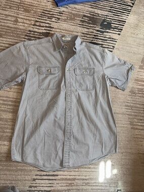 L.L. Bean Light Gray Short-Sleeve Button-Down Shirt